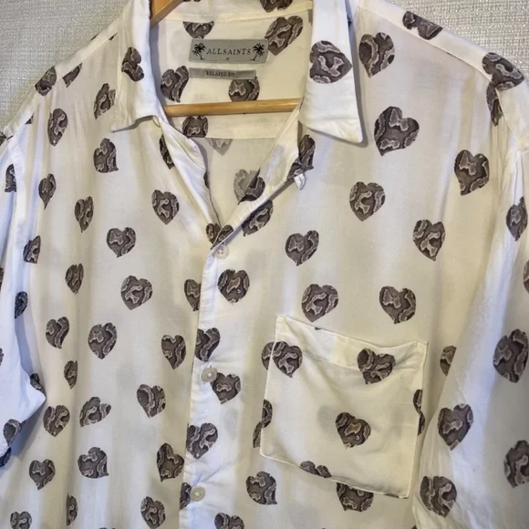 All Saints leapard print Heart Print Top - Picture 7 of 9